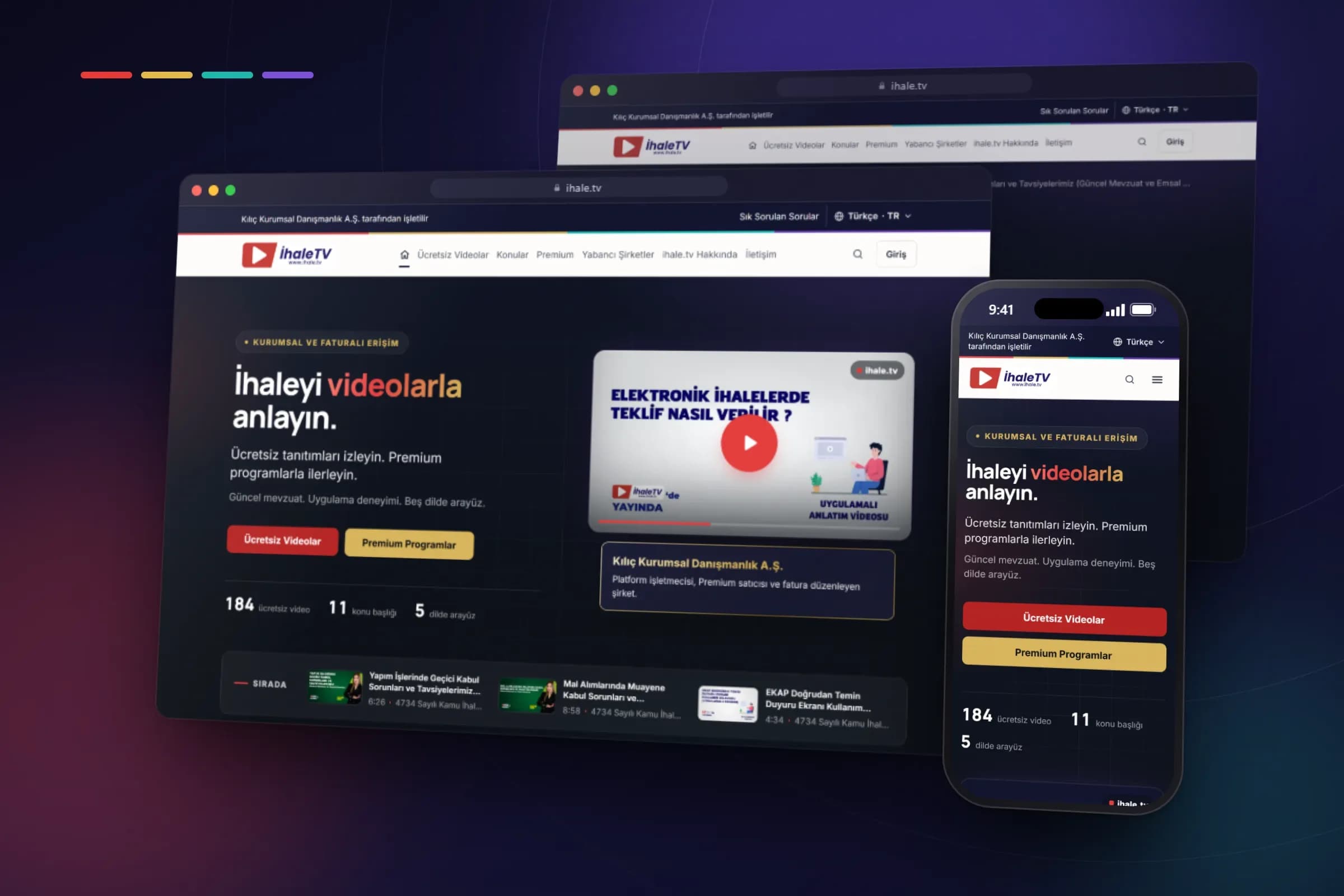 ihale.tv video platformu masaüstü ve mobil görünüm