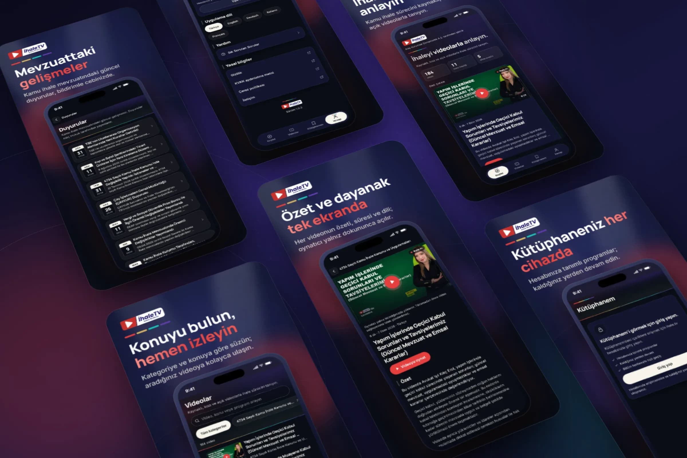 ihale.tv mobil uygulaması ekranları