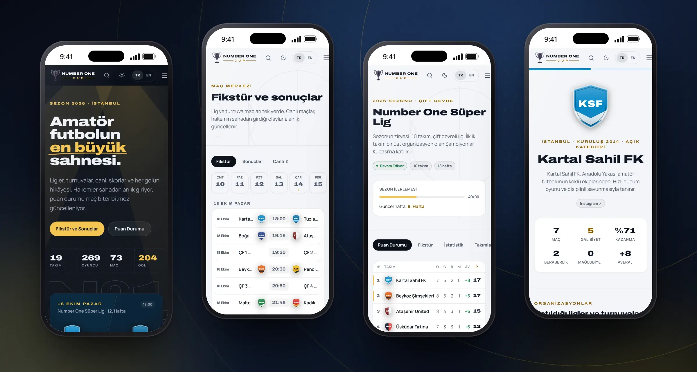 Number One Cup web sitesinin mobil ekranları