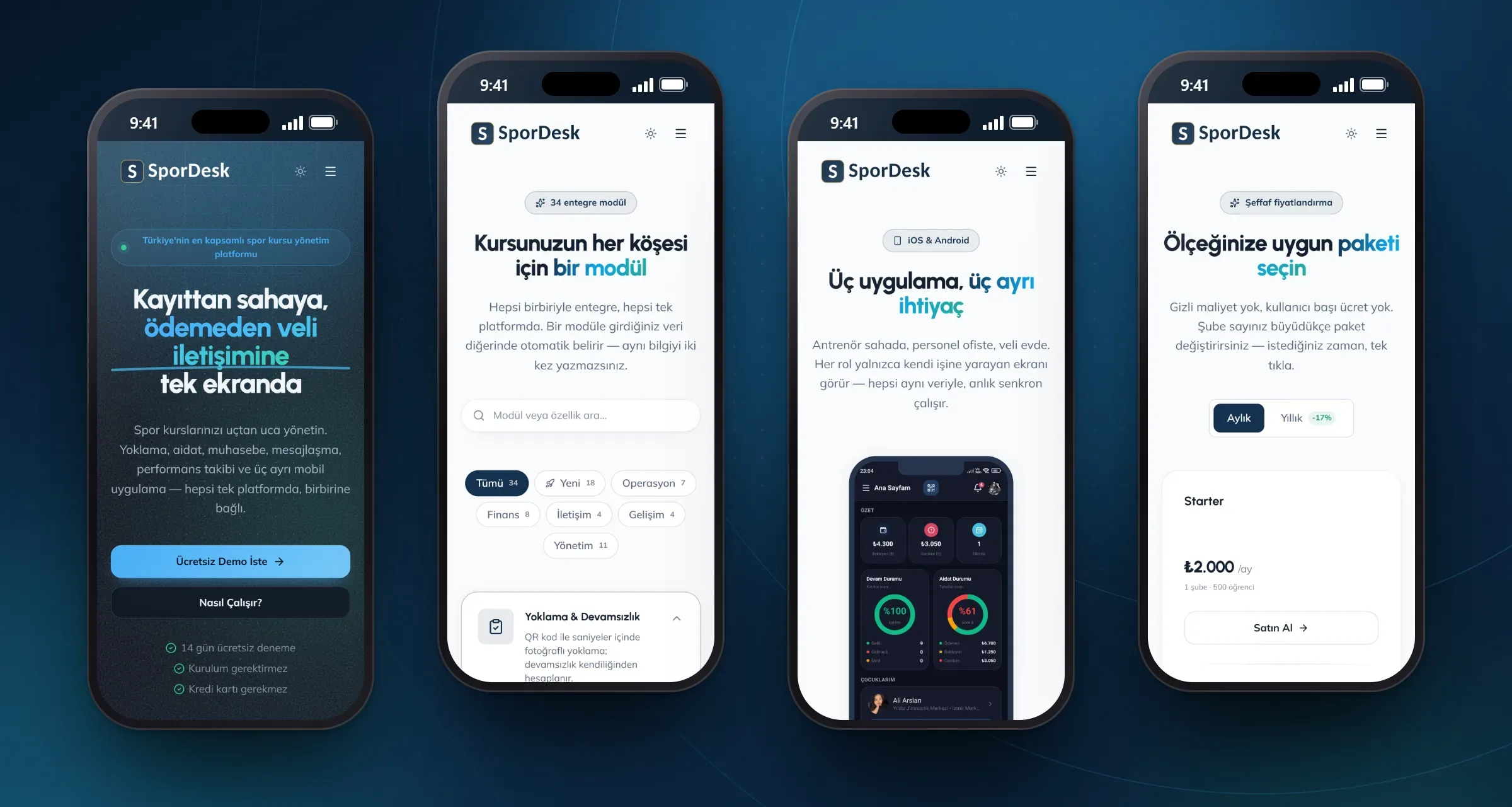 SporDesk web sitesinin mobil ekranları